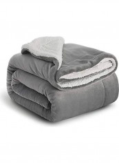 Plush Blanket Fuzzy Soft Blanket Cotton Grey/White 16.54inch