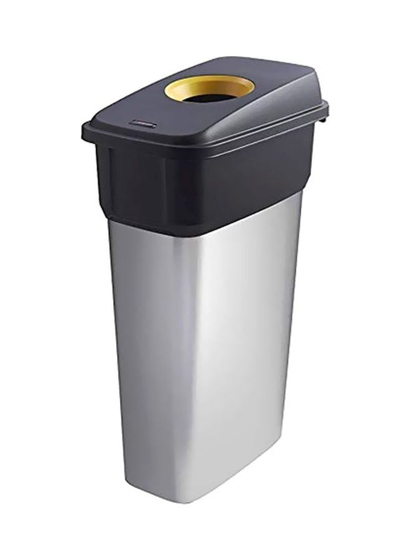 Trash Recycle Can Black/Silver/Yellow 70L