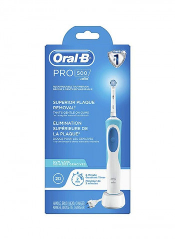 500 Gum Care Power Electric Rechargeable Toothbrush  White/Blue