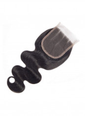 Brazilian Virgin Wavy Unprocessed Human Hair Lace Closure Natural Black 14inch