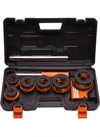 9-Piece Pipe Threading Set Orange/Black/Silver