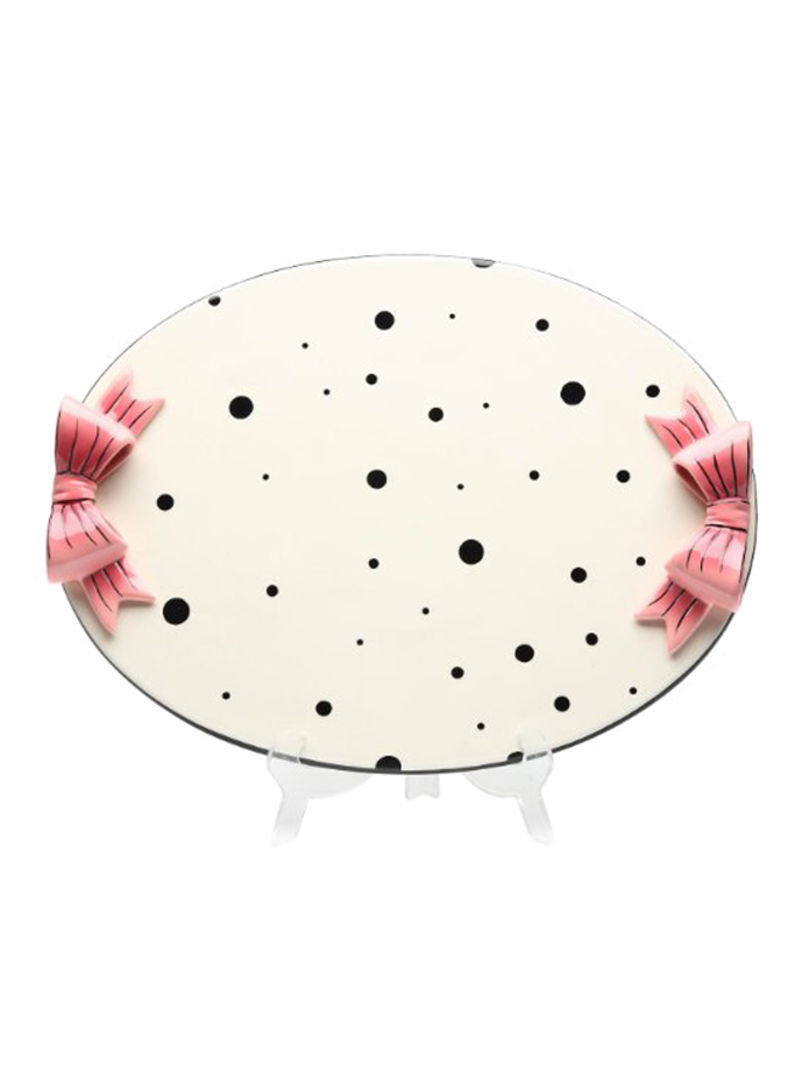 Dilly Dots Design Serving Tray Beige/Pink 13.06inch