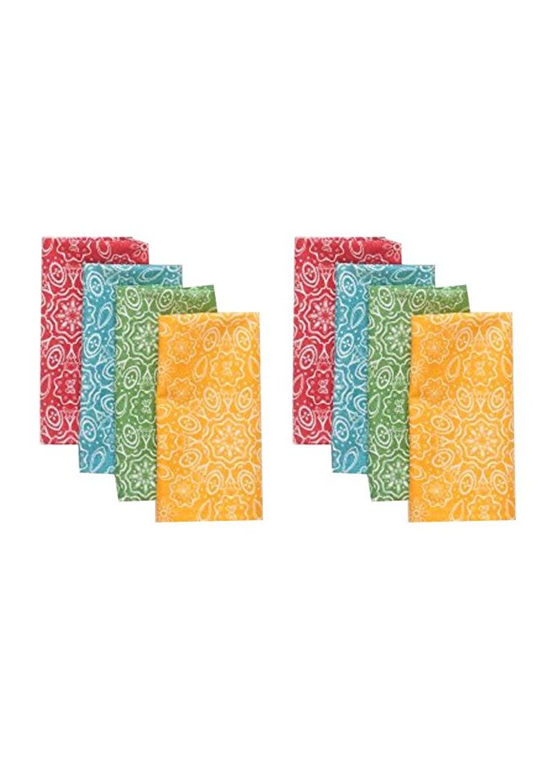 8-Piece Bandana Napkin Set Yellow/Green/Red 18x18inch
