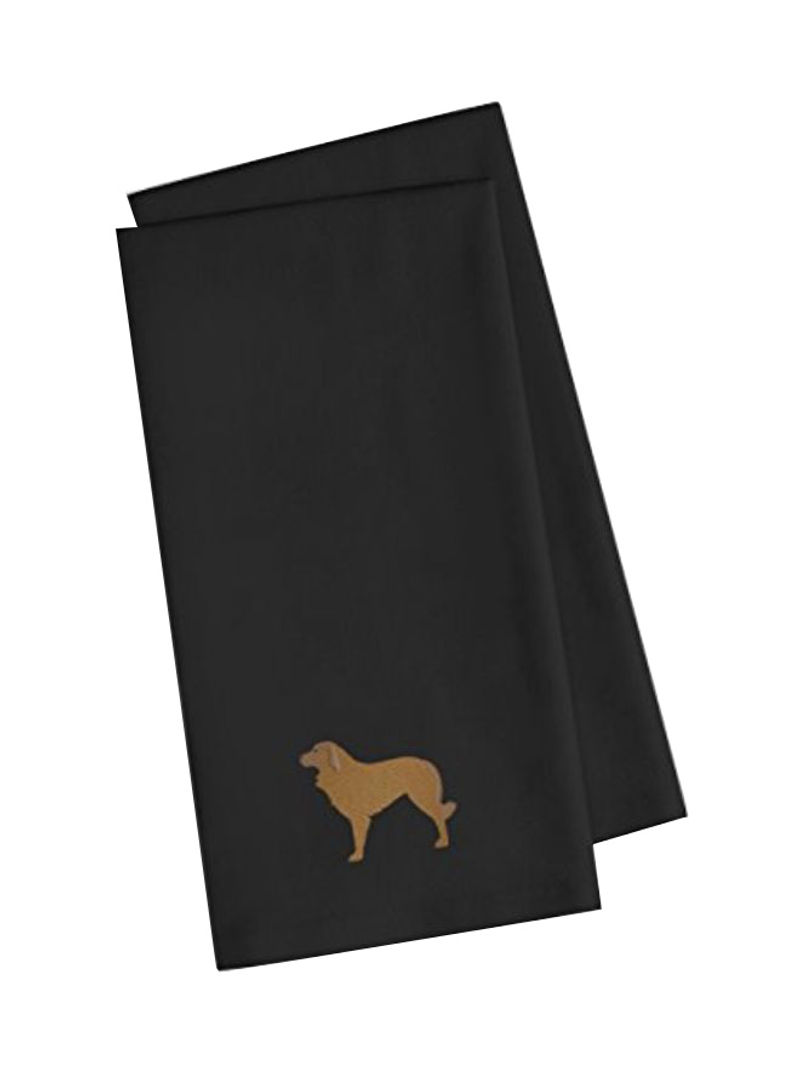 Pack Of 2 Portuguese Sheepdog Dog Black Embroidered Kitchen Towel Black 14ounce