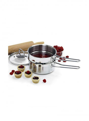 2-Piece Stainless Steel Boiler Silver 12.9x7.3x6.9inch