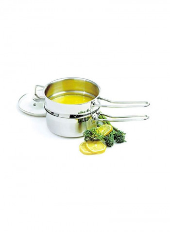 2-Piece Stainless Steel Boiler Silver 12.9x7.3x6.9inch