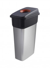 Plastic Trash Bin Silver/Black/Red 70L