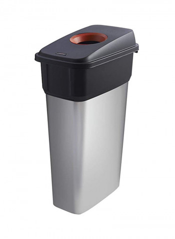 Plastic Trash Bin Silver/Black/Red 70L