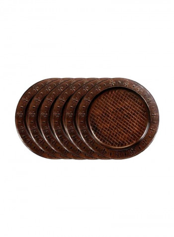 6-Piece Charger Plate Set Dark Brown 13inch