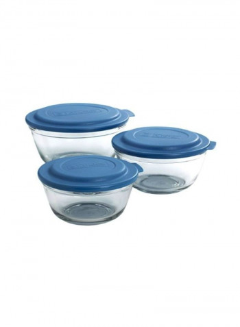 6-Piece Mixing Bowl With Lid Set Blue/Clear