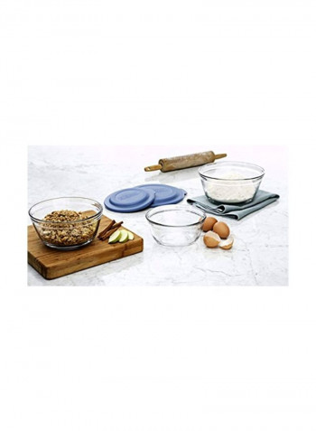 6-Piece Mixing Bowl With Lid Set Blue/Clear