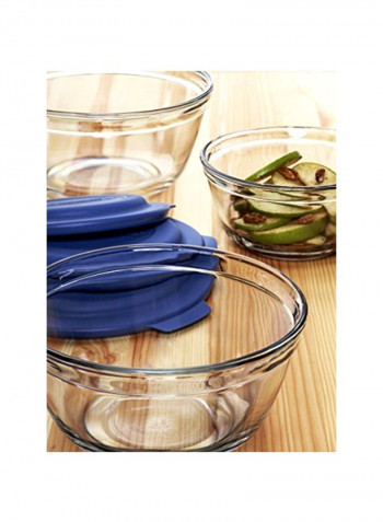 6-Piece Mixing Bowl With Lid Set Blue/Clear