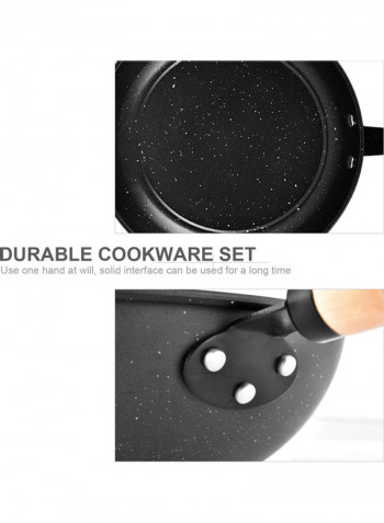 3-Piece Non-Stick Cookware Set Black 12inch
