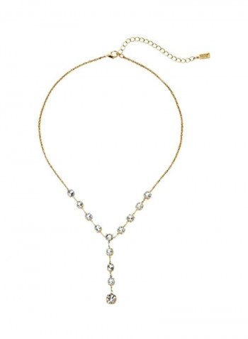 14 Karat Gold Plated Swarovski Crystal Studded Y Necklace