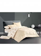 6-Piece 100% Soft Cotton Luxurious King Size Comforter Set(Comforter 260x240cm,Fitted Sheet 200x200+30cm,2 Pillow Case 75x75cm,2 Pillow Cover 75x75cm Beige