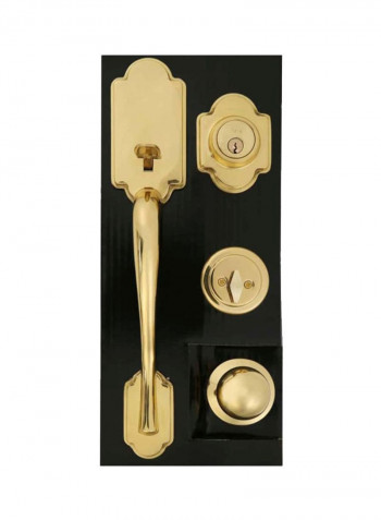 Fancy Chrome Door Handle With Keyhole Gold