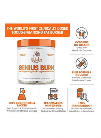 Genius Burn Smart Weight Management Plus Cognitive Performance - 60 Veggie Capsules