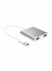 3 Port USB to Dual HDMI Multi-Monitor Adapter White