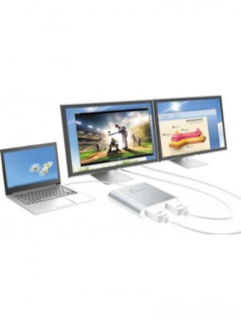 3 Port USB to Dual HDMI Multi-Monitor Adapter White