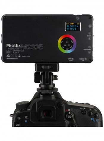M200R RGB LED On-Camera Light Panel With USB Power Bank Black