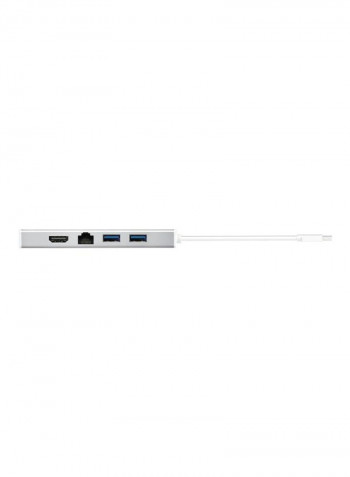 USB 3.0 To VGA/HDMI/Ethernet/USB 3.1 Mini Dock فضي/أبيض