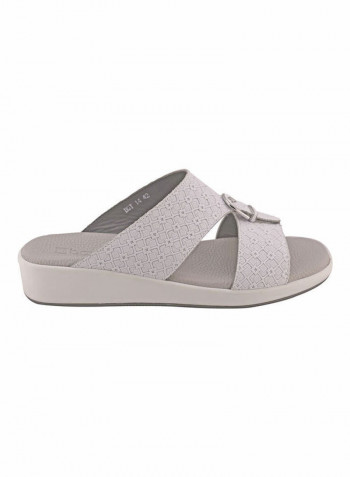 Comfortable Buckle Style Arabic Sandals White
