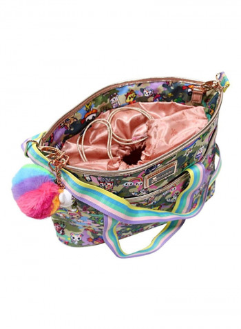 Kawaii Cinch Printed Crossbody Bag With Key Chain Multicolour