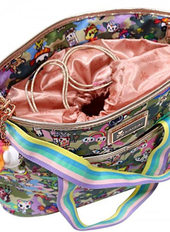 Kawaii Cinch Printed Crossbody Bag With Key Chain Multicolour