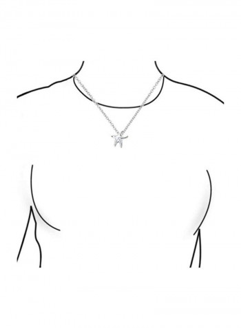 925 Sterling Silver Starfish Shape Pendant Necklace And Stud Earrings Set
