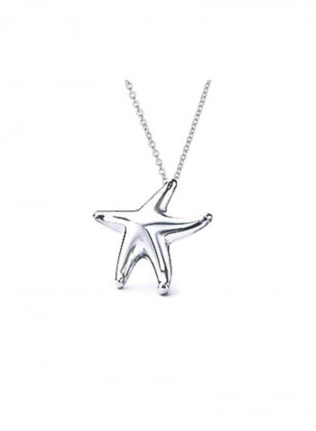 925 Sterling Silver Starfish Shape Pendant Necklace And Stud Earrings Set