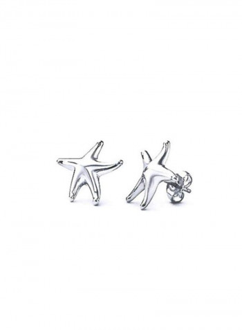 925 Sterling Silver Starfish Shape Pendant Necklace And Stud Earrings Set