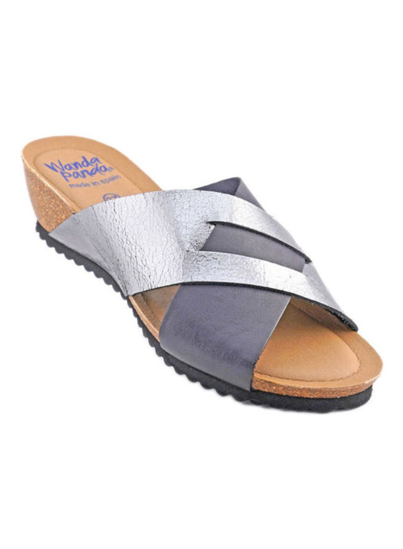 Cross Strap Casual Sandals Silver/Blue
