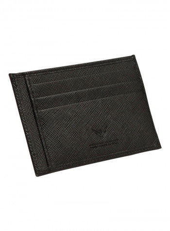 Saffiano Nero Textured Card Holder Black