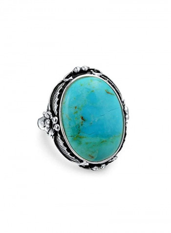 925 Sterling Silver Turquoise Moonstone Studded Ring