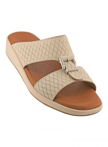 Comfortable Buckle Style Arabic Sandals Beige