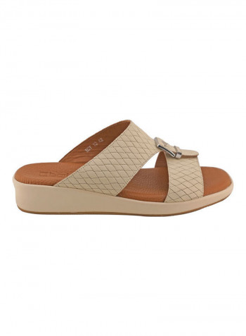 Comfortable Buckle Style Arabic Sandals Beige