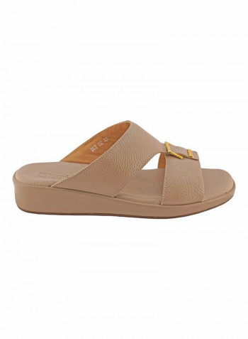 Comfortable Buckle Style Arabic Sandals Beige