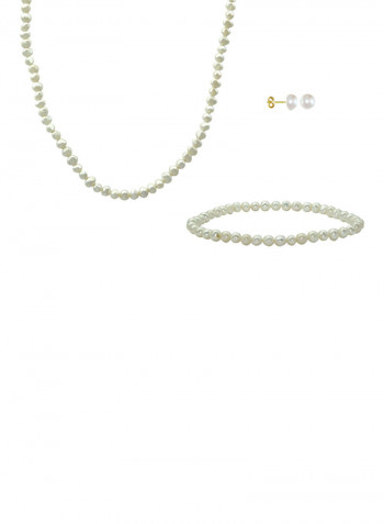 10 Karat Gold With Pearls Jewellery Set