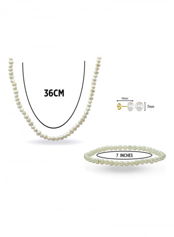 10 Karat Gold With Pearls Jewellery Set