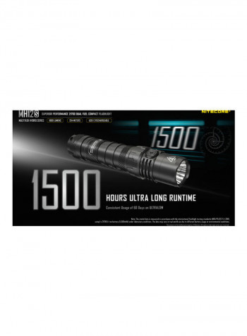 MH12S 1800 Lumen USB-C Rechargeable Flashlight أسود 141ملليمتر