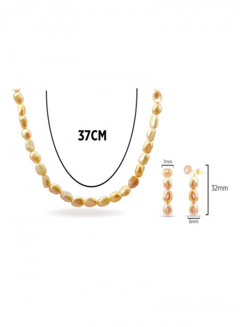10 Karat Gold With Pearls Jewellery Set