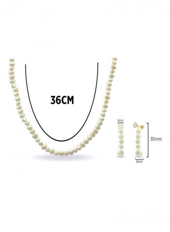 10 Karat Gold With Pearls Jewellery Set