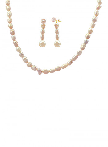10 Karat Gold With Pearls Jewellery Set