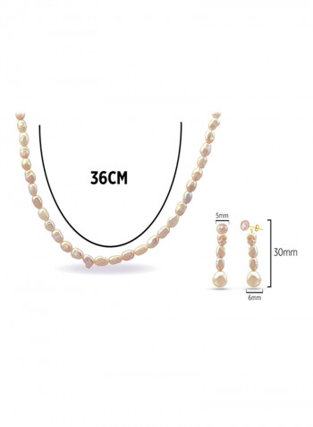 10 Karat Gold With Pearls Jewellery Set