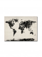 Abstract Map Of The World Canvas Wall Art multicolour 18 x 24inch