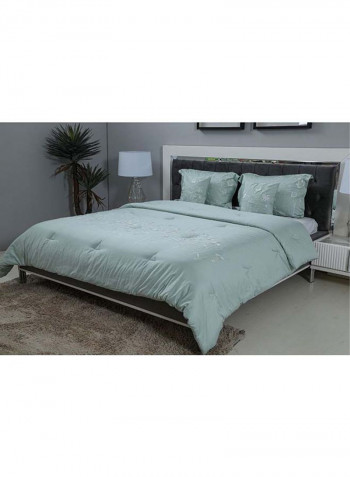 5-Piece Embroidery Comforter Set Cotton Green 220x240cm