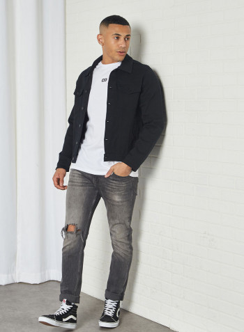 Back Print Cartel Long Sleeve Jackets Black