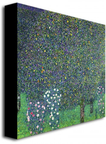 Roses Under the Trees Canvas Wall Art Black/Gold 10 x 32inch