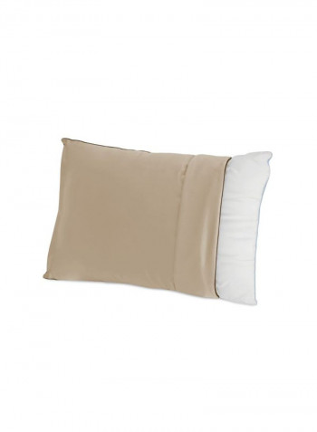 Bed Pillow With Pillowcase Set White/Taupe