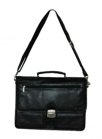 Leather Office Shoulder Bag Black
